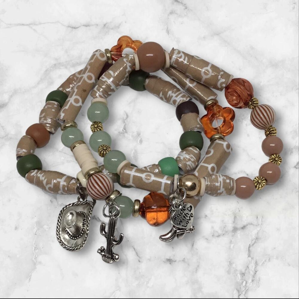 Desert Sand Southwestern Handcrafted Beads Unique Boho Bracelets Cowgirl Chic